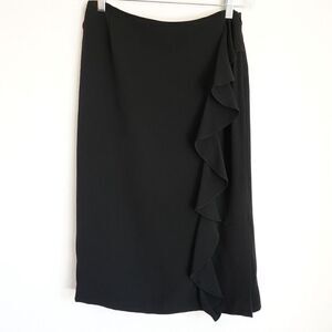 Lafayette 148 New York Side Ruffle Pencil Skirt Black Size 8
